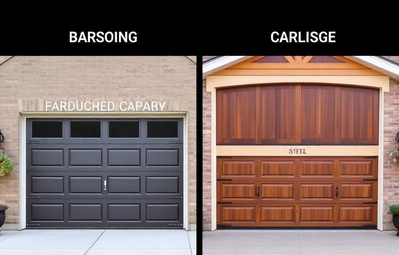 Comparison of different carriage-style garage door designs and brands installed on homes